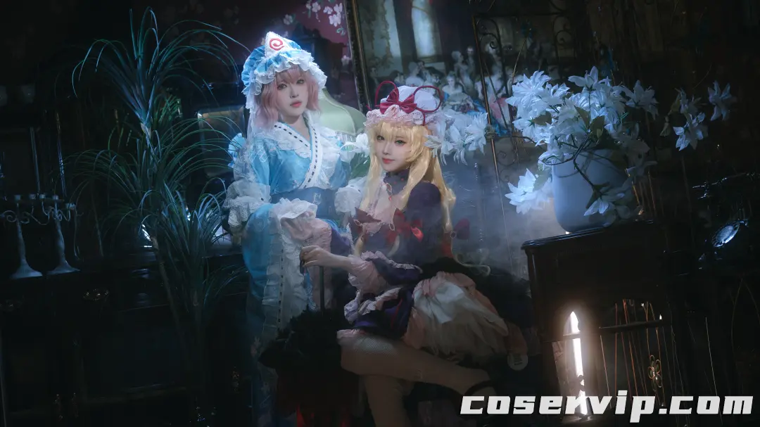 花柒Hana与肃雨雨雨：双姝演绎，八云紫与西行寺幽幽子的奇幻再现插图1
